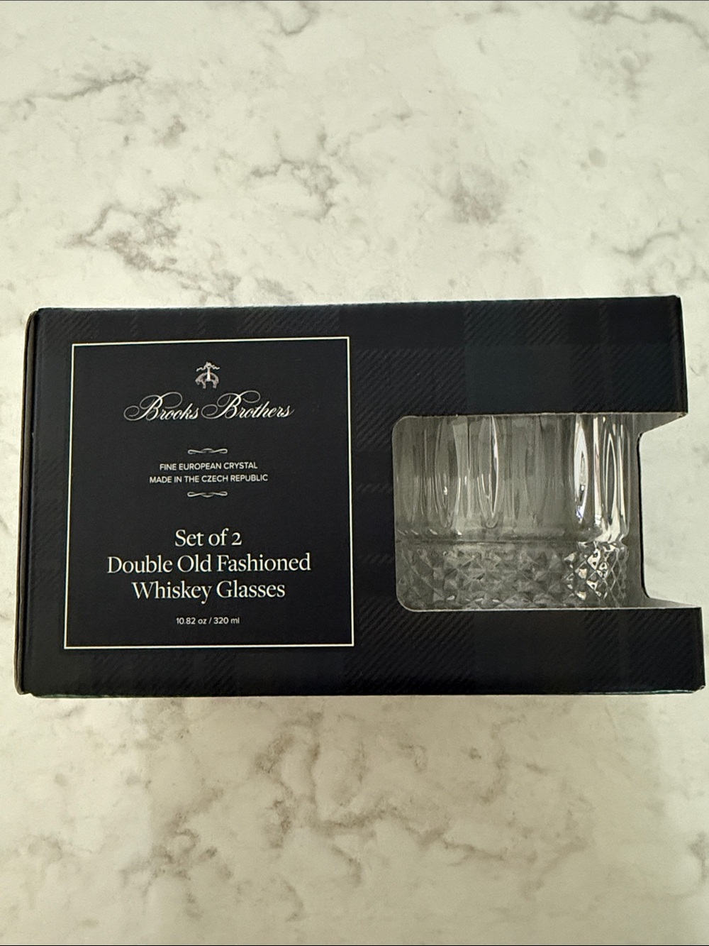 Brooks Brothers Clear Crystal Double Old Fashioned Whiskey Glasses - Clear